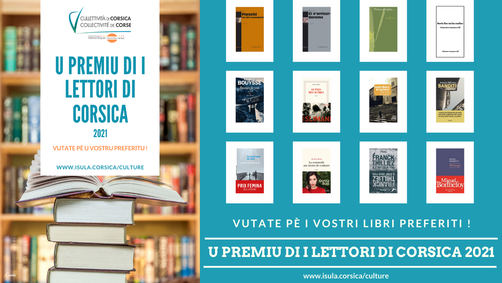 PREMIU DI I LETTORI DI CORSICA 2021 / VOTEZ POUR VOTRE LIVRE PRÉFÉRÉ JUSQU’AU 30 OCTOBRE !