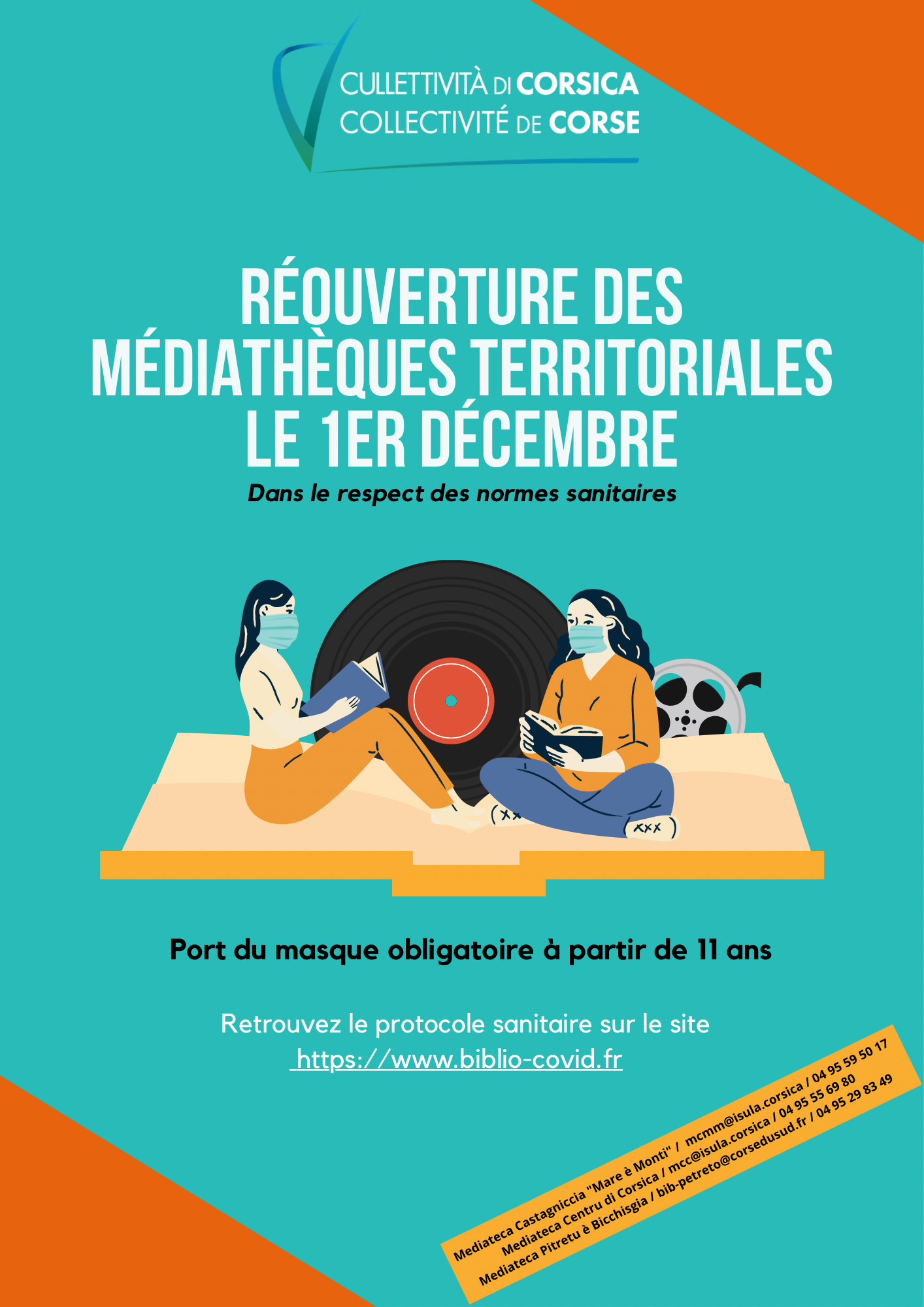 E mediateche territuriale sò turnate à apre u 1ma di dicembre !