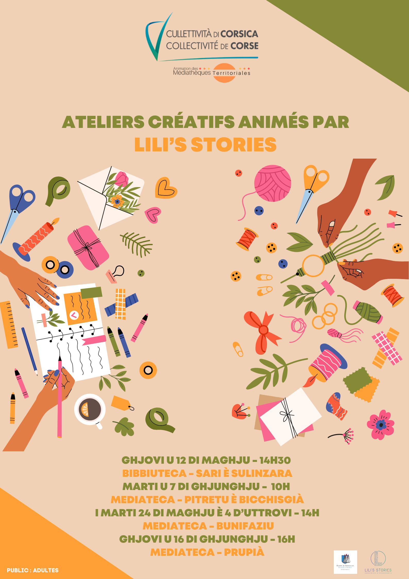 Ateliers créatifs destinés aux adultes animés par Lili’s stories