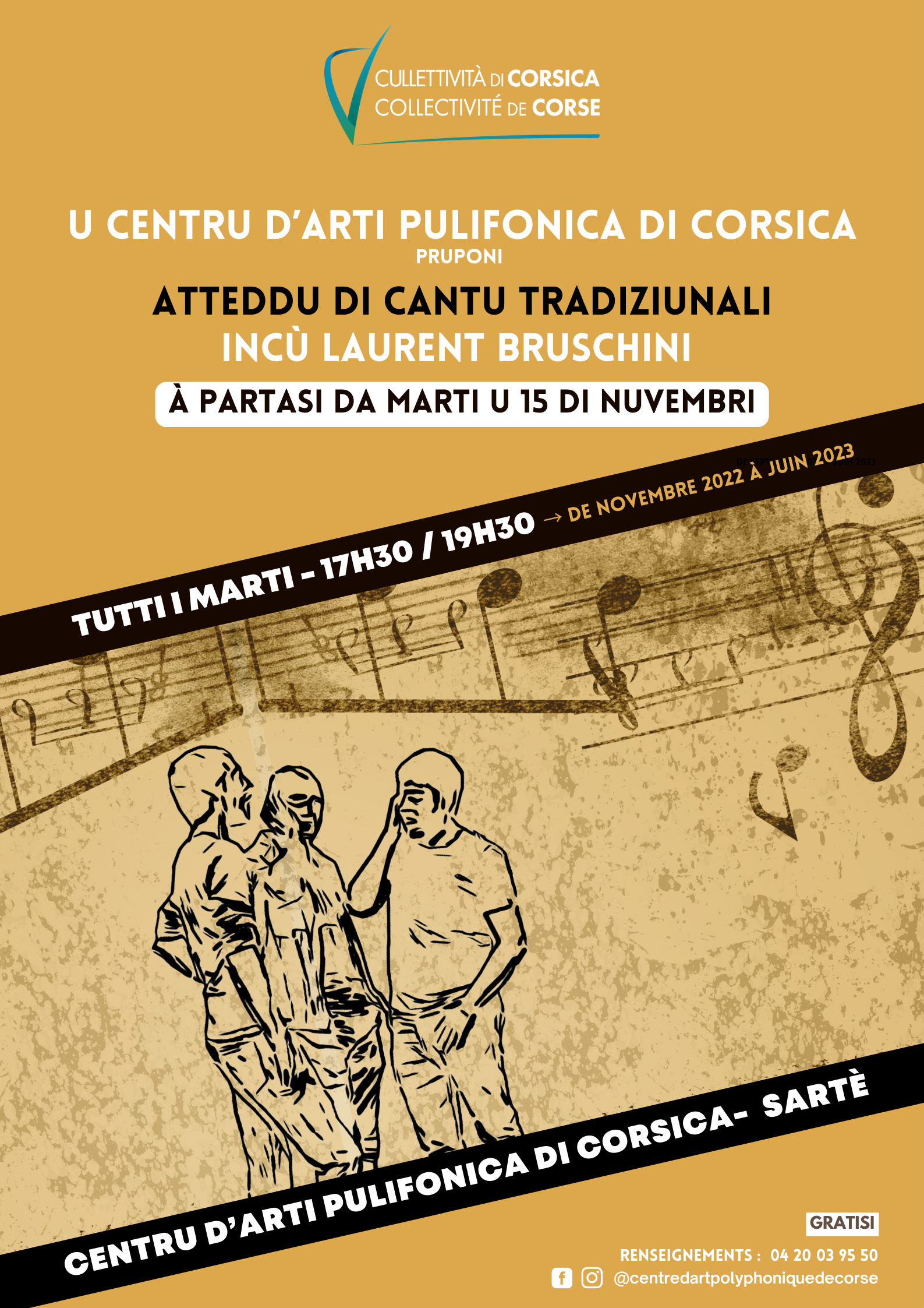 Ateliers de chants traditionnels avec Laurent Bruschini proposés par le Centre d'Art Polyphonique de Corse