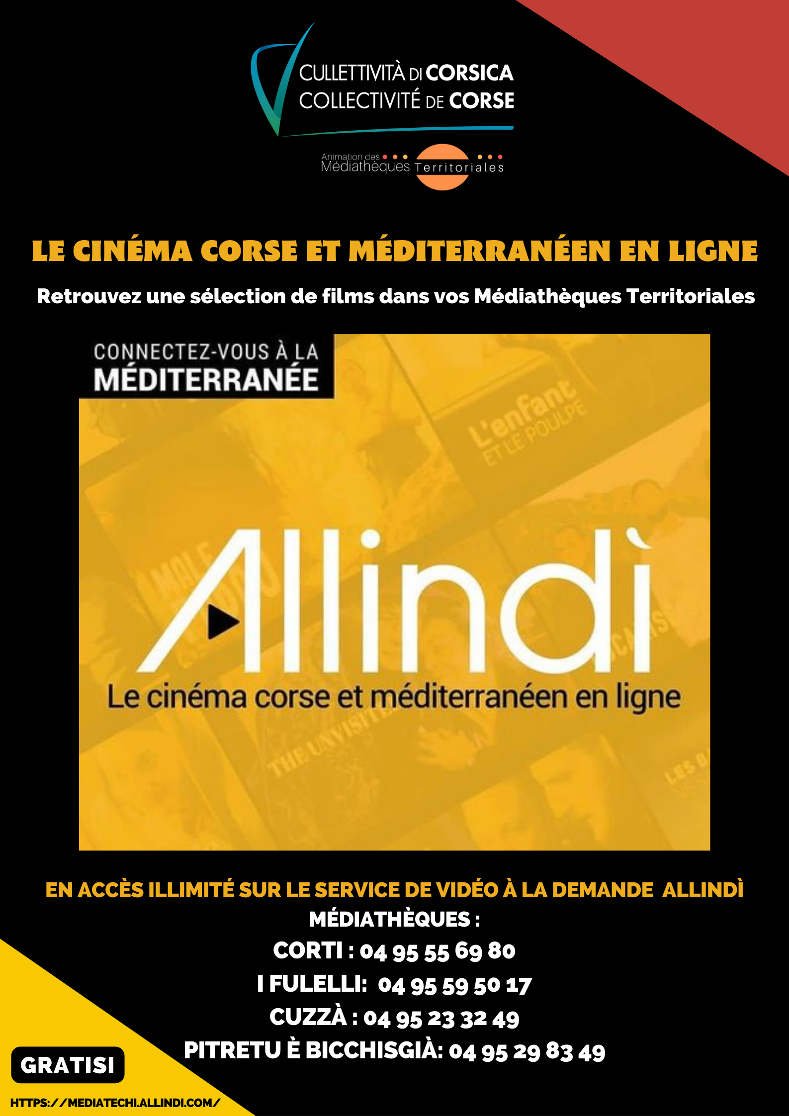 « Allindì » Le cinéma Corse et Méditerranéen en ligne : Retrouvez une sélection de films dans vos Médiathèques Territoriales