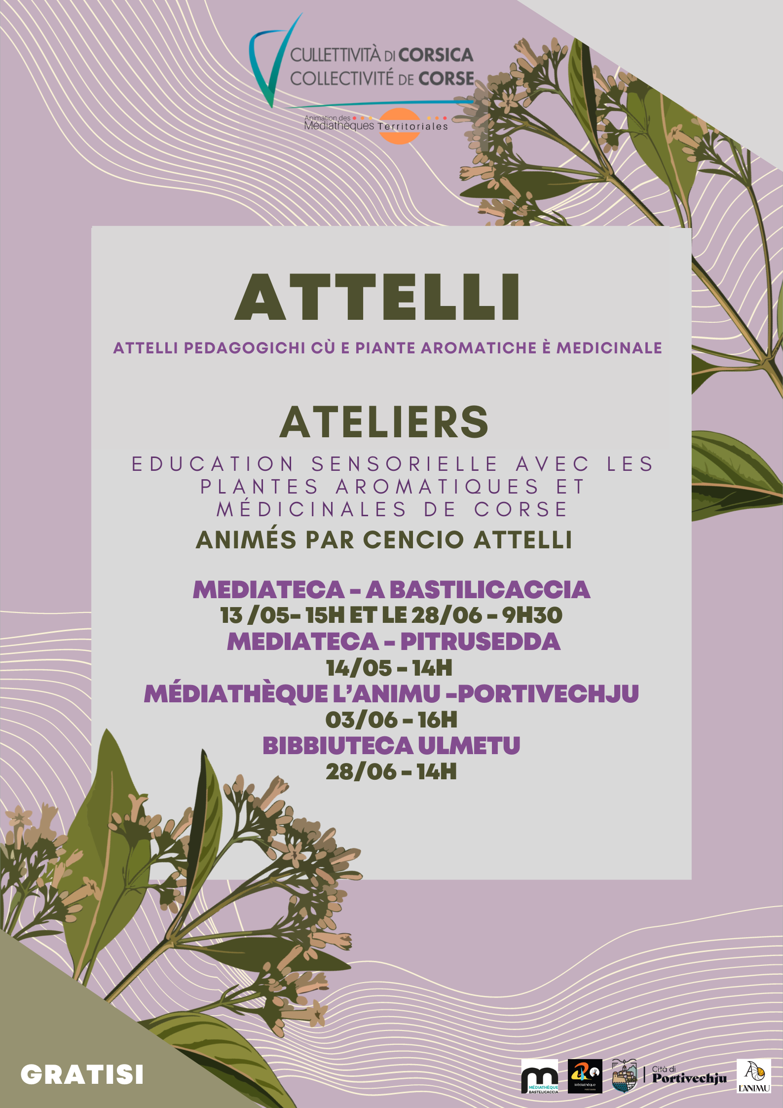 Ateliers d'éducation sensorielle à partir de plantes aromatiques et médicinales animés par Cencio Attelli 