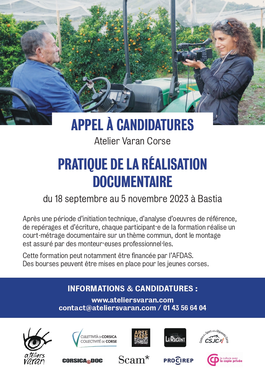 Atelier de réalisation de films documentaires proposé par les Ateliers Varan du 18 septembre au 5 novembre à Bastia !