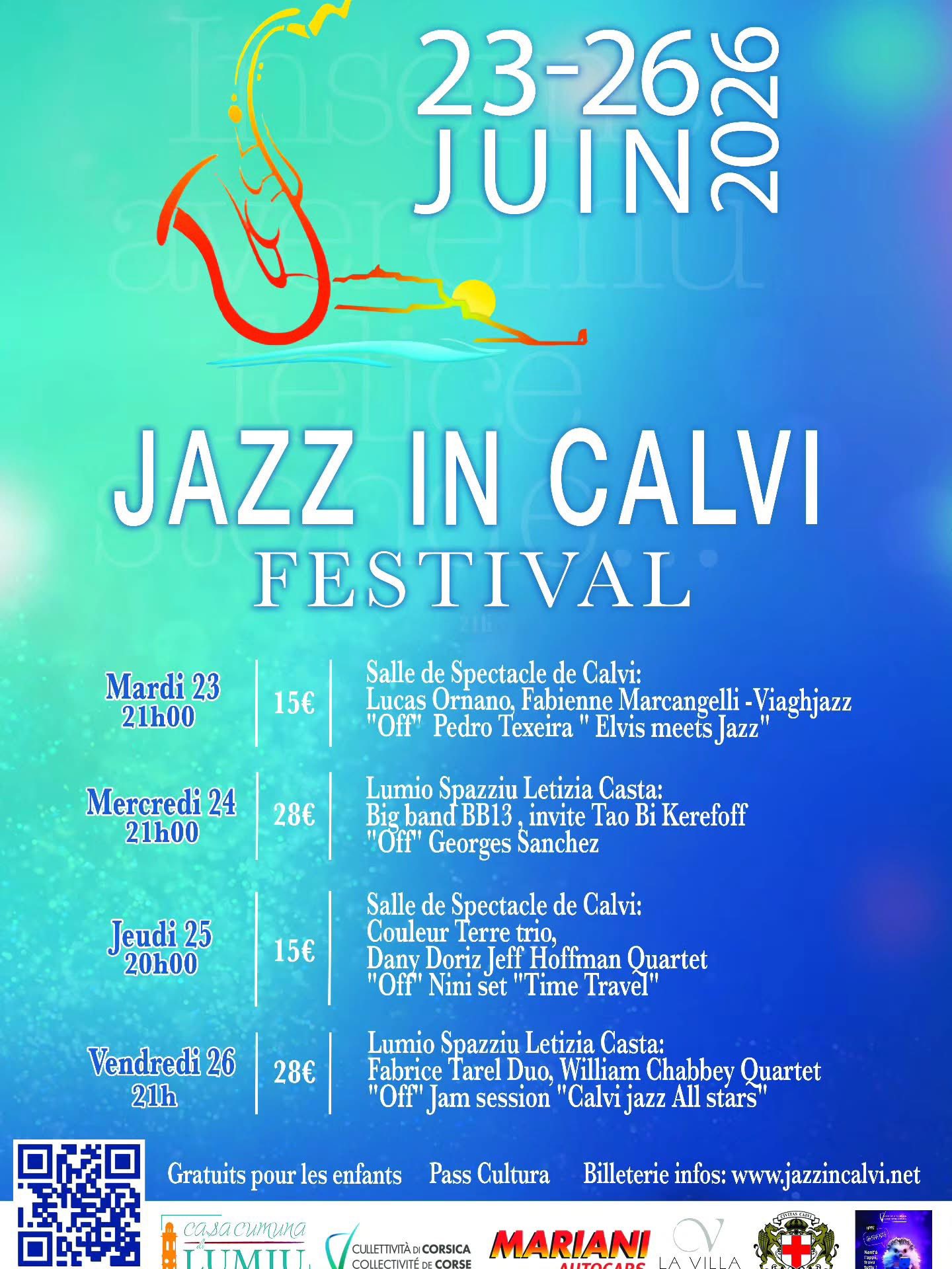 Festival "Jazz in Calvi" - Salle de spectacle, Vignoble de l’Enclos des Anges - Calvi  / Spaziu Laetitia Casta - Lumiu