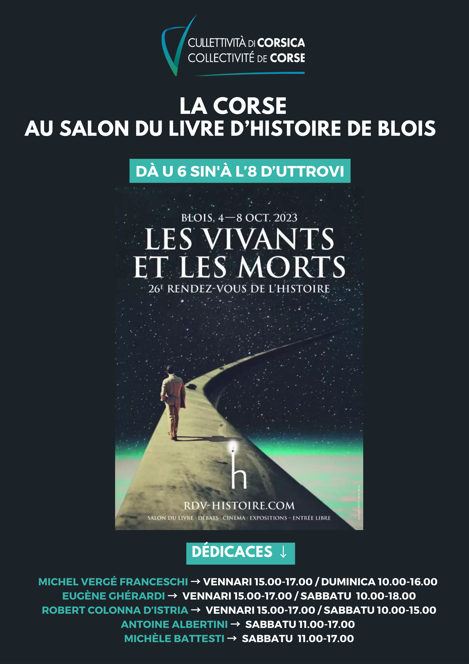 La Corse au Salon du livre de Blois "Les Rendez-vous de l'histoire" du 6 au 8 Octobre