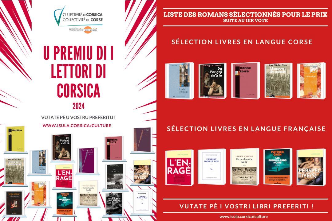 Premiu di i lettori di Corsica 2024 : Liste des romans sélectionnés pour le prix, suite au 1er vote