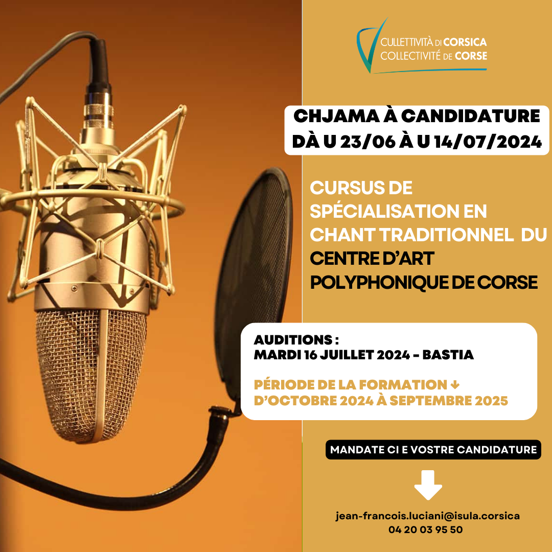 Appel à candidatures : Candidatures au cursus de professionnalisation en chant traditionnel du Centre d’Art Polyphonique de Corse