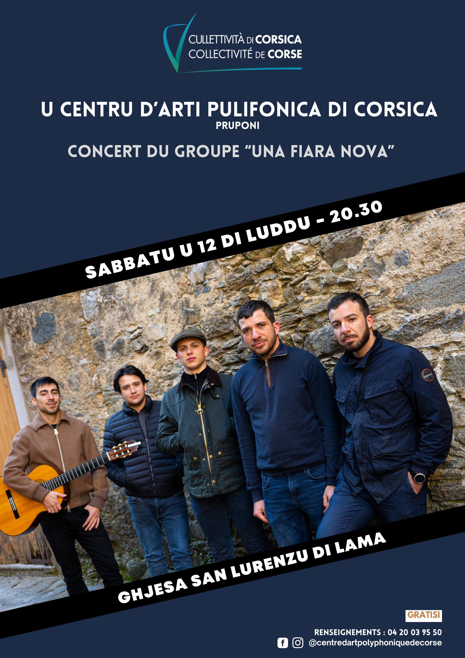 Concert du groupe "Una Fiara Nova" proposé par le Centre d'Art Polyphonique de Corse - Ghjesa San Lurenzu di lama