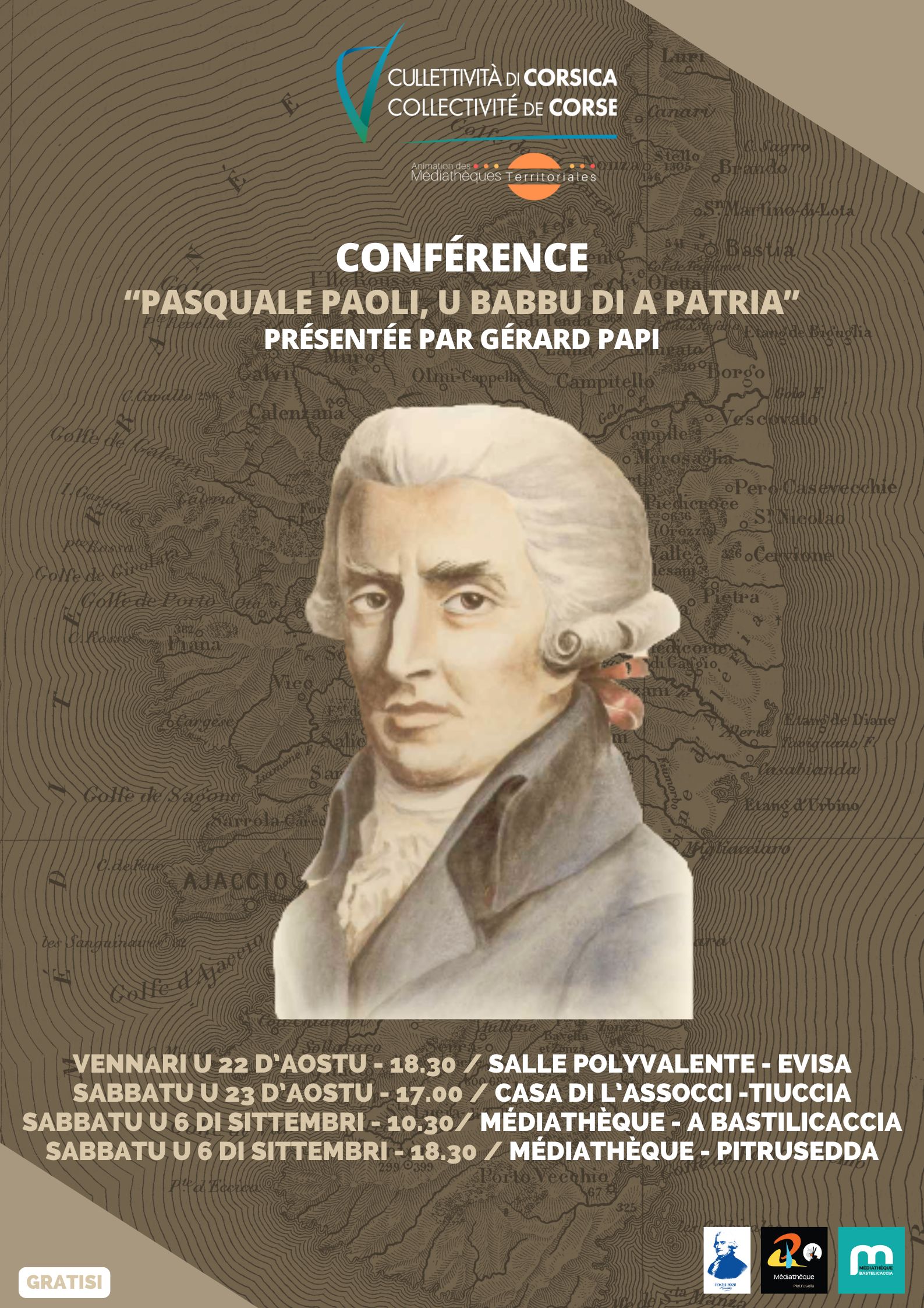Conférence « Pasquale Paoli, u babbu di a patria » présentée par Gérard Papi, guide conférencier - Evisa / Tiuccia / Tiuccia / Pitrusedda