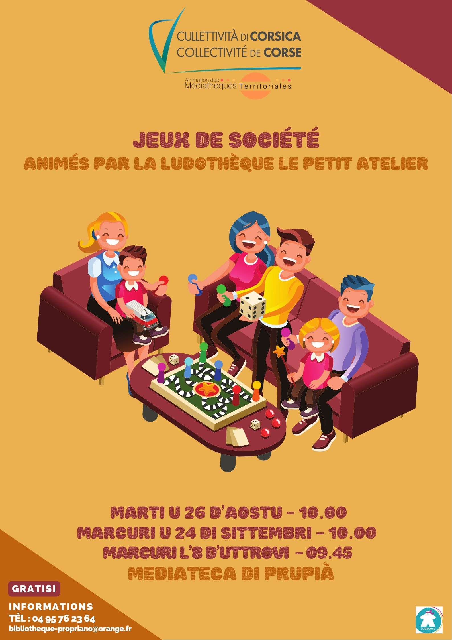 Jeux de société animés par la ludothèque Le Petit Atelier - Mediateca di Prupià