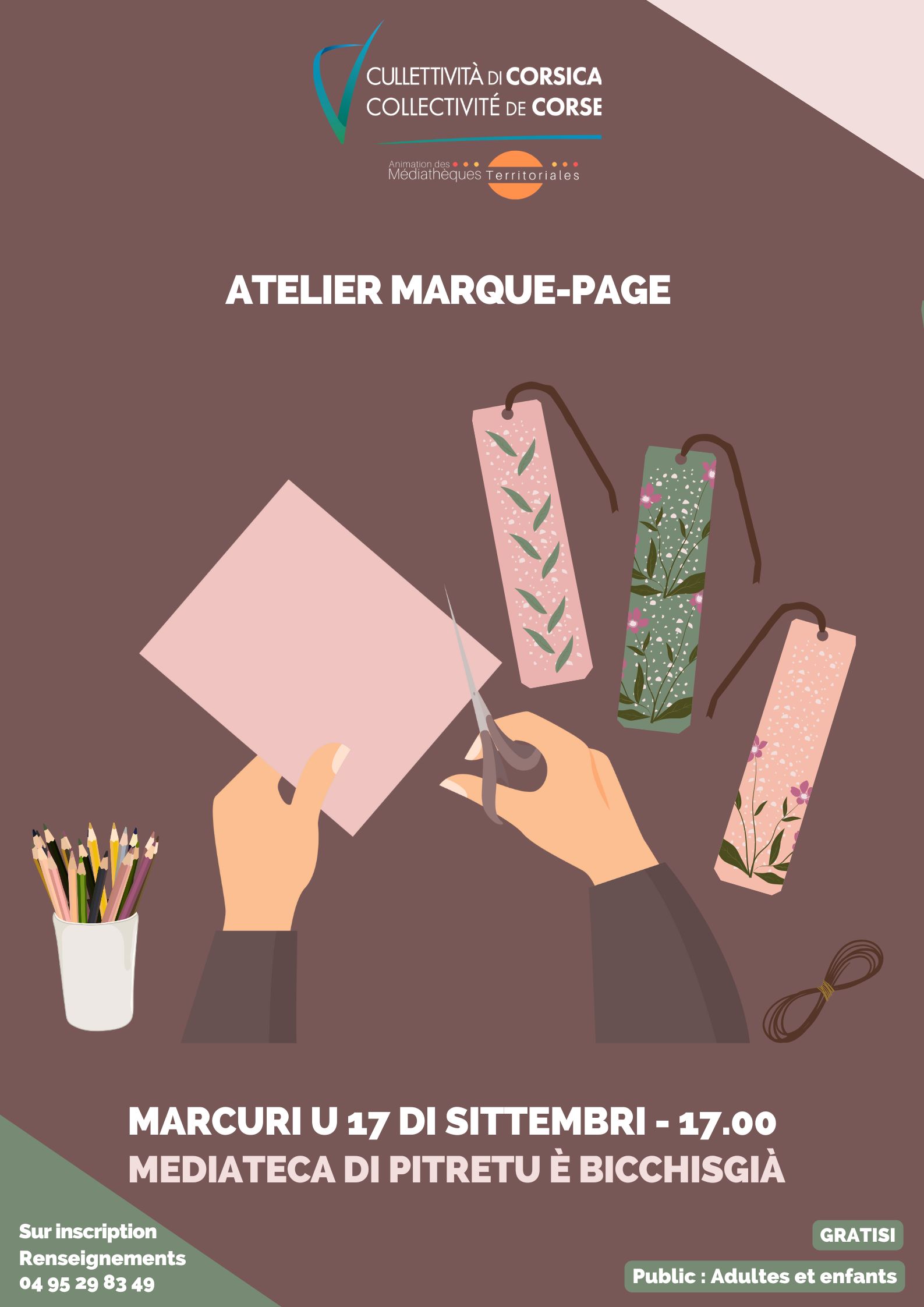 Atelier Marque-Page - Médiathèque - Pitretu è Bicchisgià