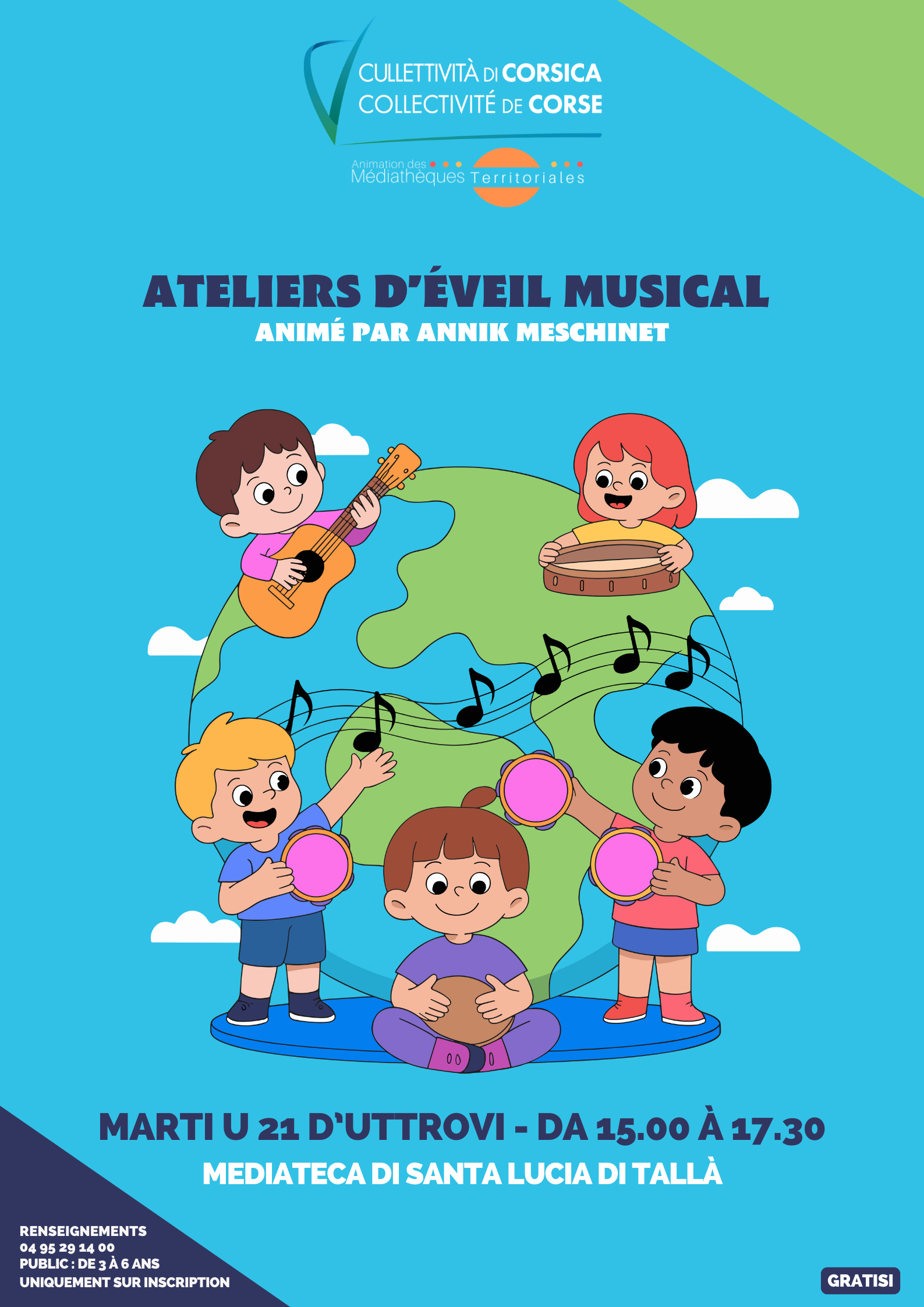Ateliers d'éveil musical animé par Annick Meschinet  - Mediateca di Santa Lucia di Tallà