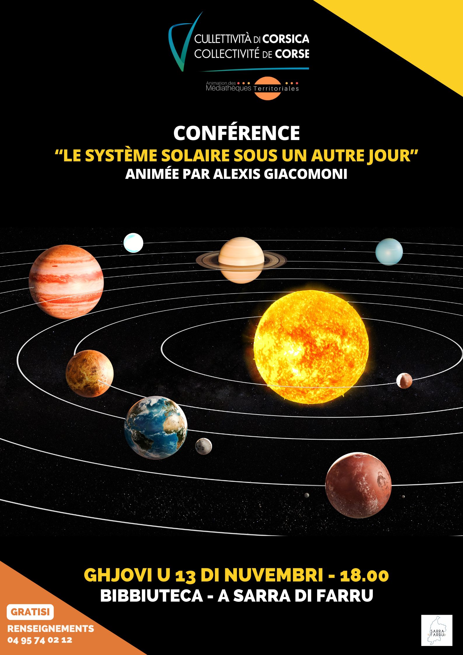 Conférence : Le système solaire sous un autre jour animée par Alexis Giacomoni - Bibbiuteca - A Sarra di Farru 
