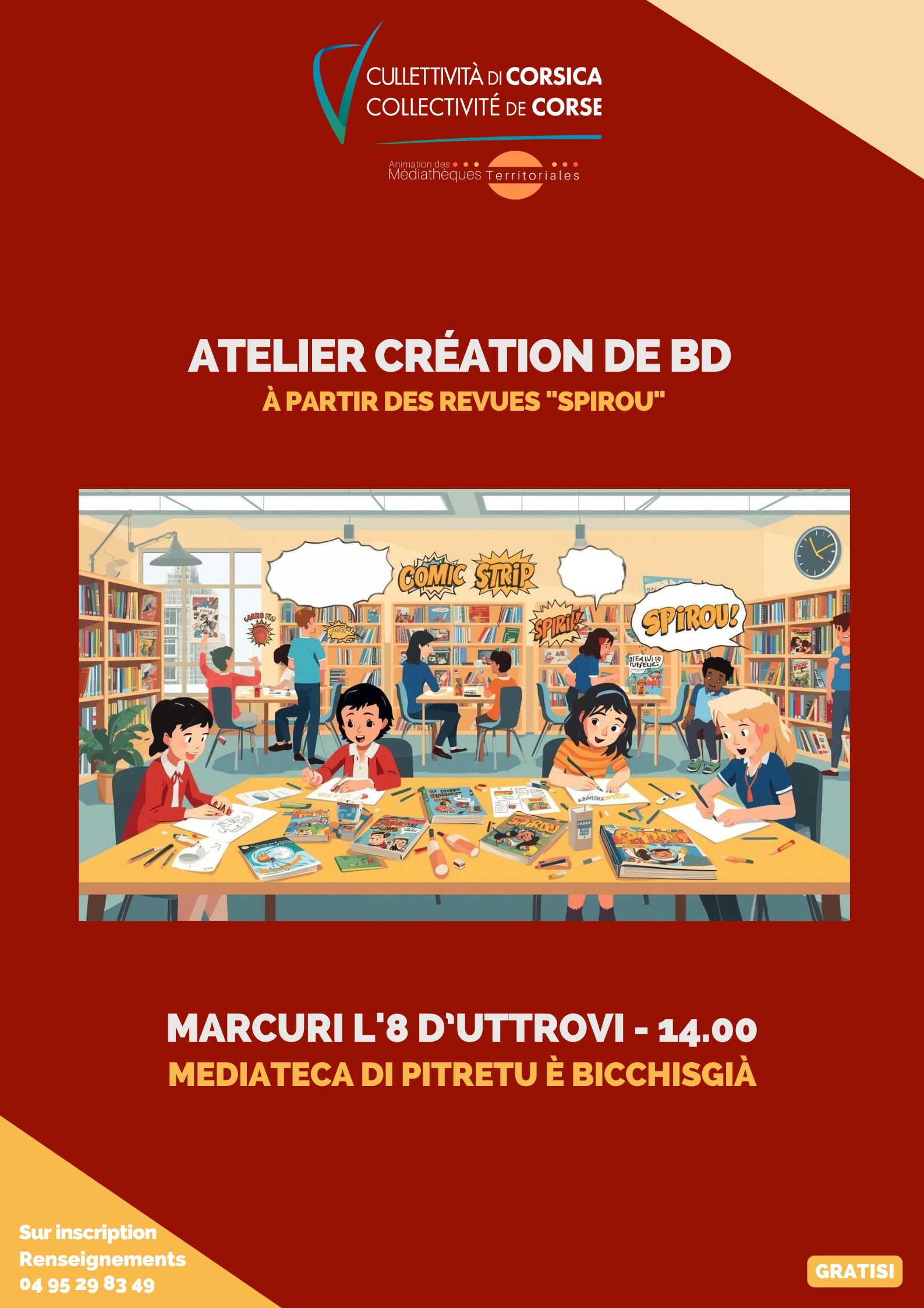 Atelier création de BD à partir des revues "Spirou" - Médiathèque - Pitretu è Bicchisgià
