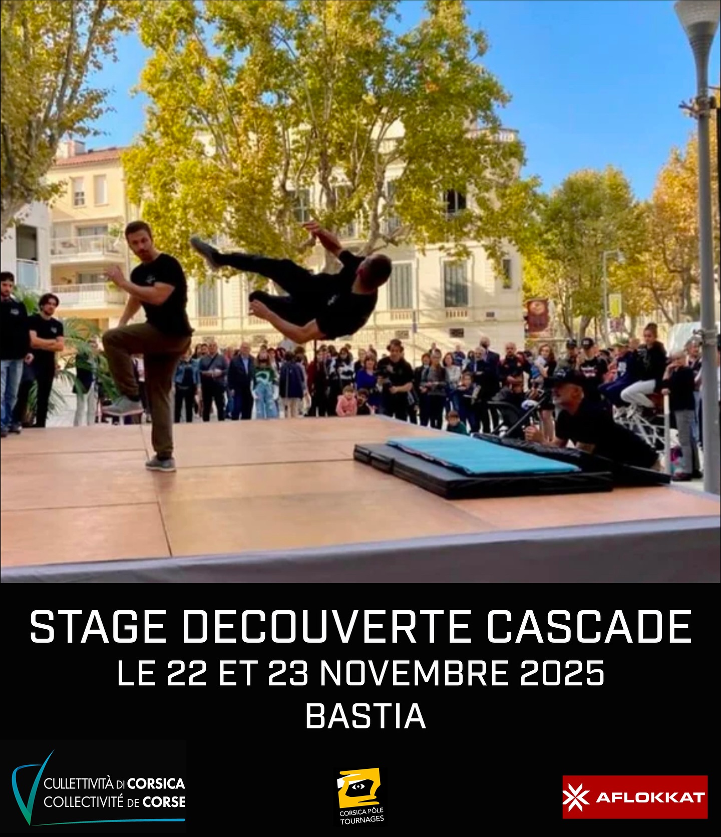 Stage "Découverte cascade" organisé par Aflokkat, en partenariat avec la Collectivité de Corse-Corsica Pôle Tournages - Centre Social François Marchetti - Bastia