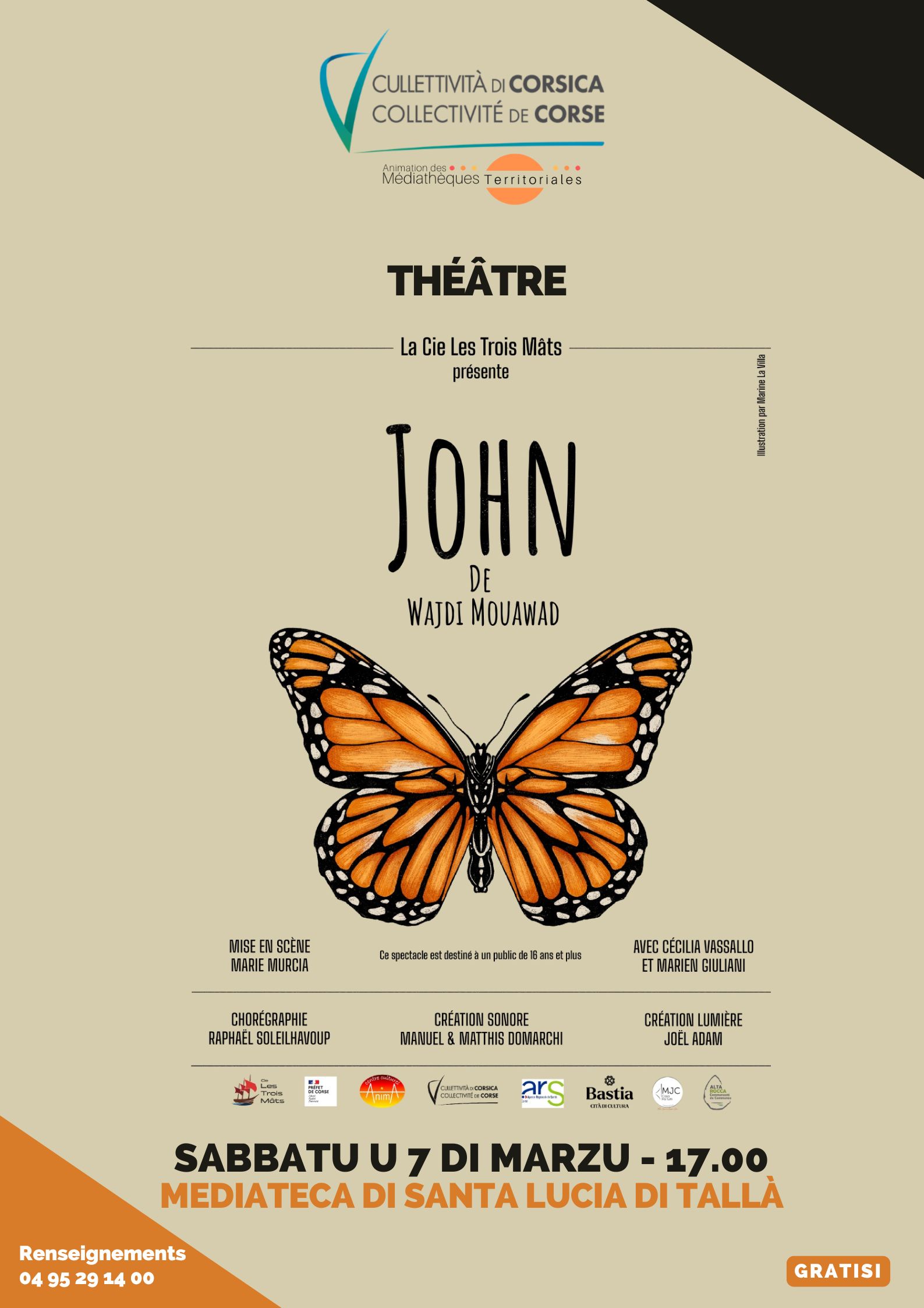 Théâtre : "John" d’après un texte de Wajdi Mouwad par la Cie Les Trois-Mâts - Mediateca territuriale di Santa Lucia di Tallà
