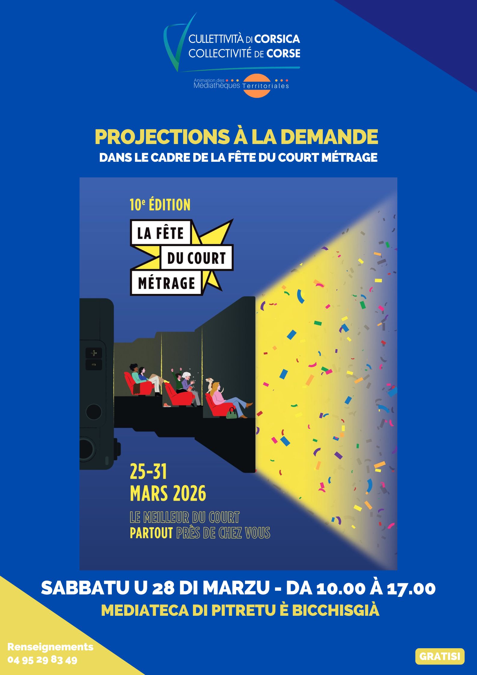 Projections à la demande dans le cadre de la fête du court métrage - Médiathèque - Pitretu è Bicchisgià