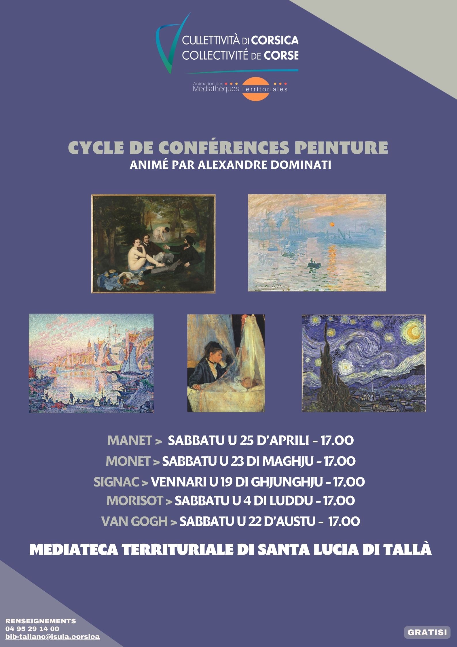 Cycle de conférences peinture animé par Alexandre Dominati - Mediateca territuriale di Santa Lucia di Tallà