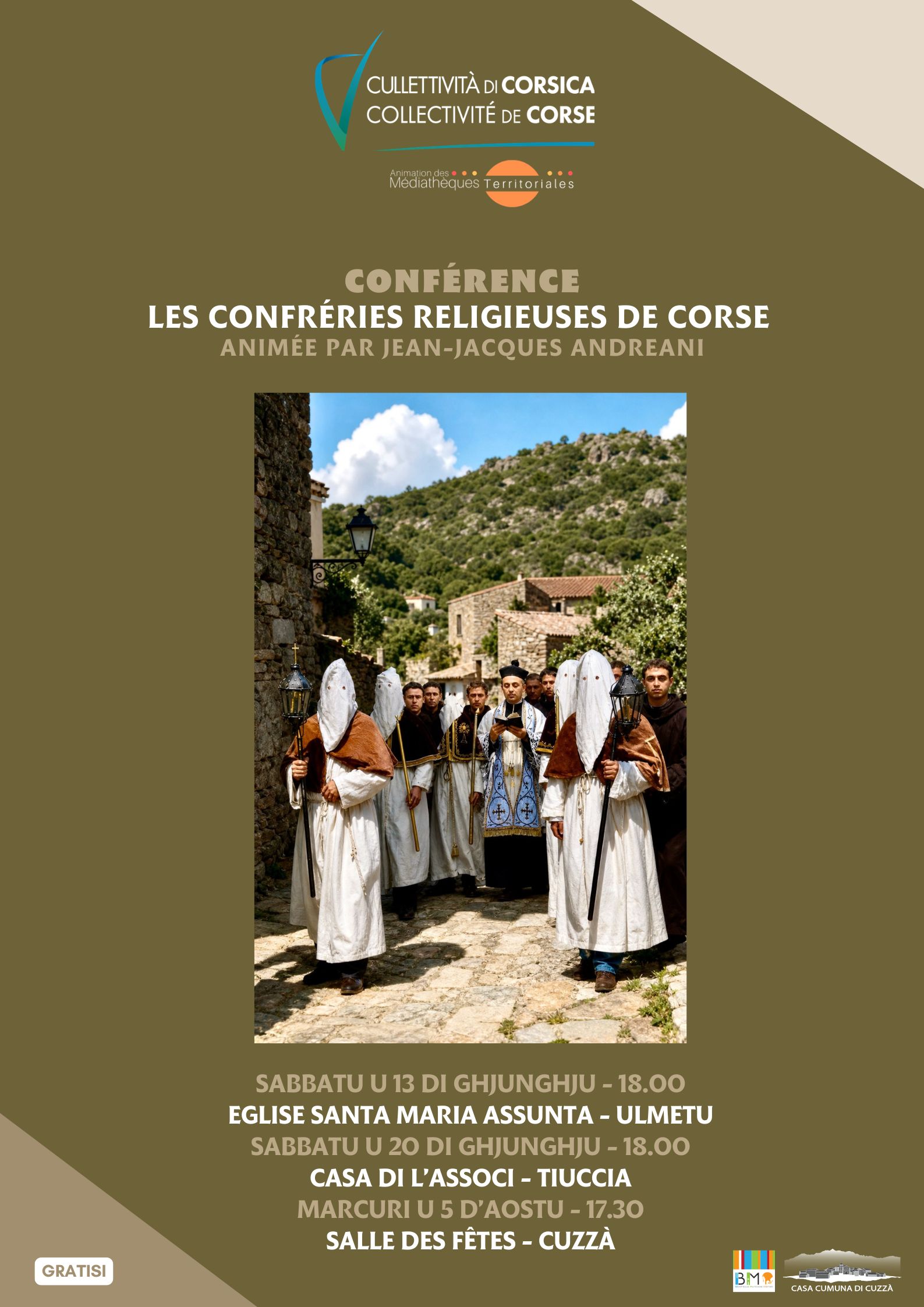 Conférence : "Les confréries religieuses de Corse" animée par Jean-Jacques Andreani - Ulmetu / Tiuccia / Cuzzà