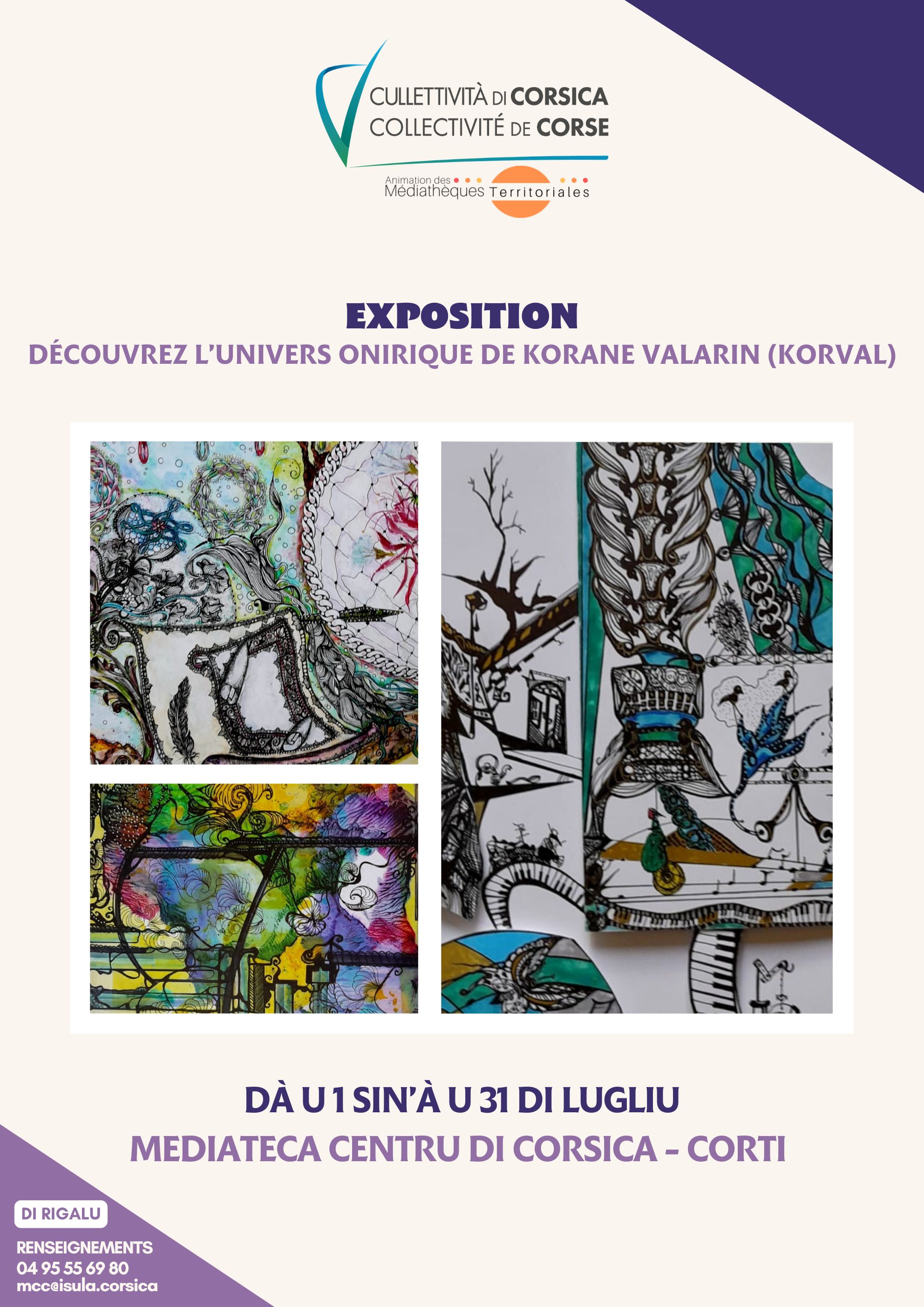 Expostion : Découvrez l’univers onirique de Korane Valarin (Korval) - Mediateca Centru di corsica - Corti 