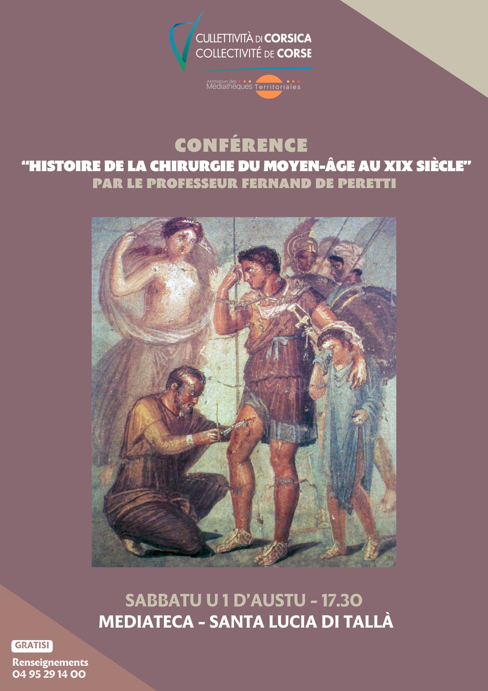 Conférence : « Histoire de la chirurgie du moyen-âge au XIX siècle » par le professeur Fernand de Peretti - Mediateca territuriale di Santa Lucia di Tallà
