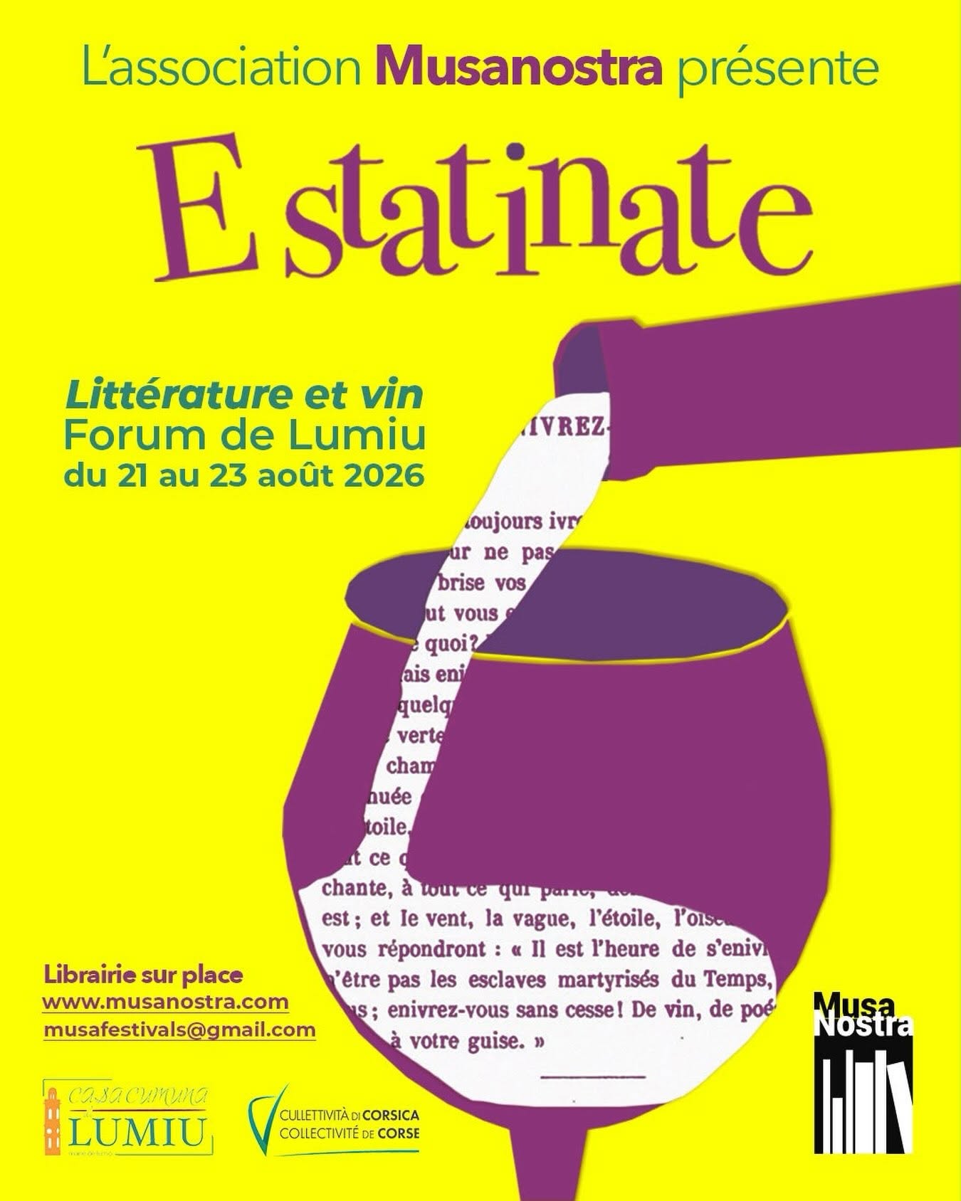 "E Statinate" Festival littérature et vin proposé par Musanostra - Forum de Lumiu 