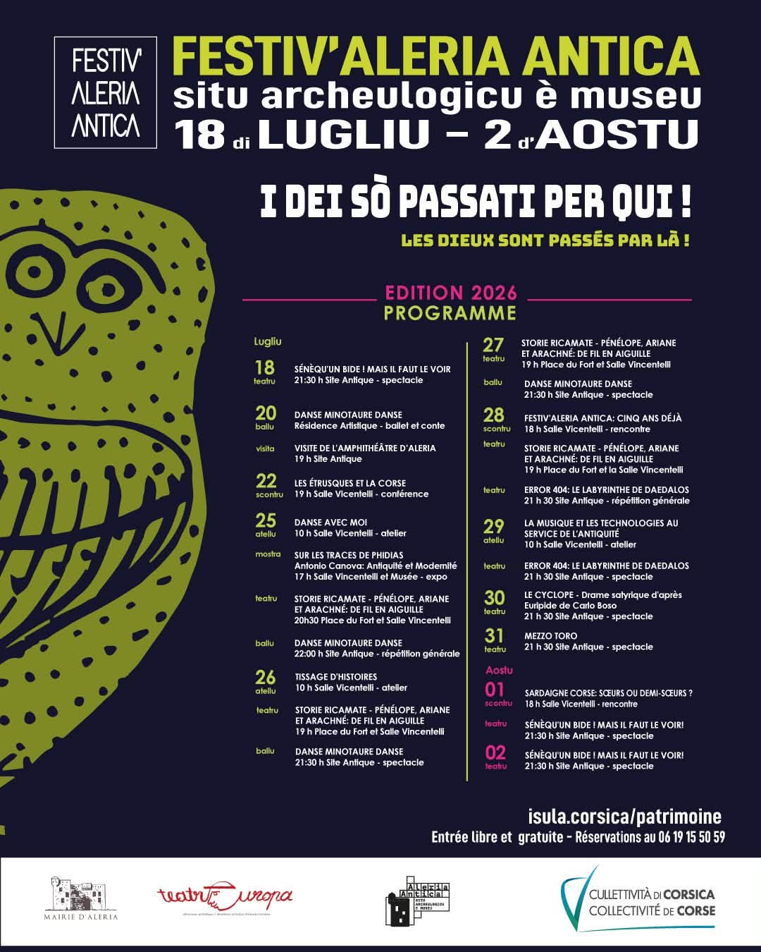 5ème édition du Festiv'Aleria Antica / Ci sò ghjunti i dei ! Les Dieux sont passés par là ! - Musée et Site archéologique d’Aleria