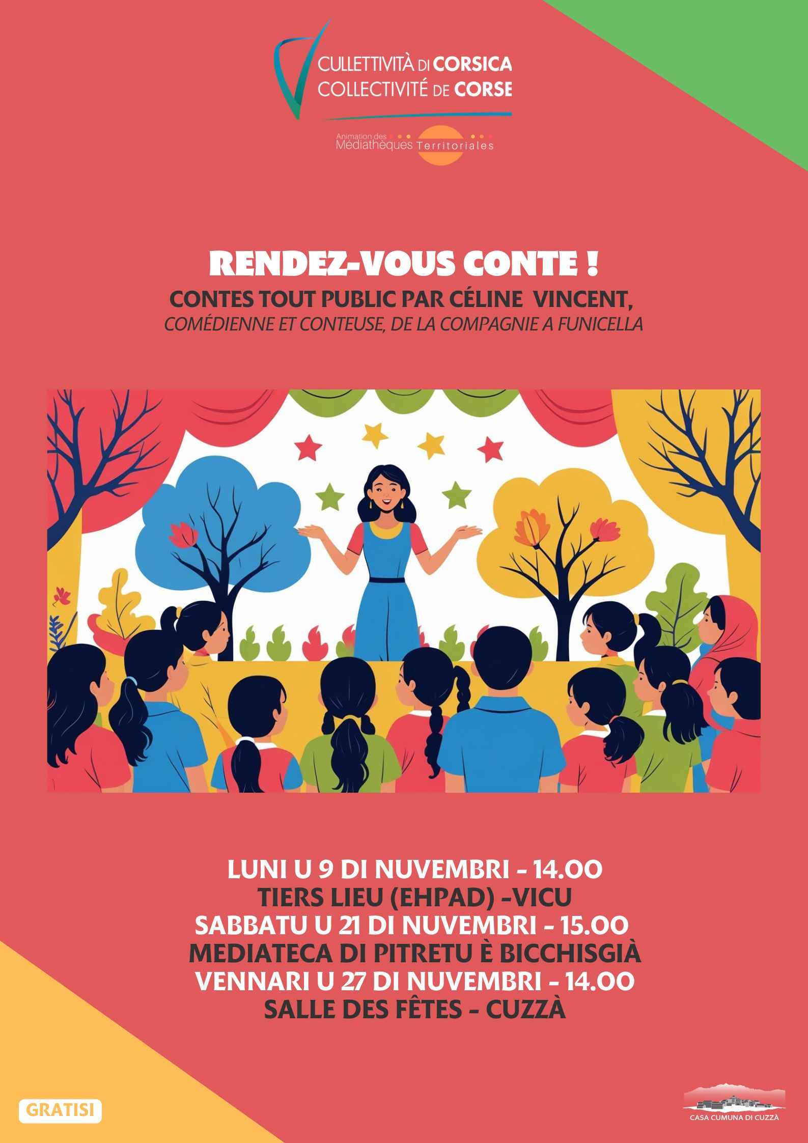 "Rendez-vous conte !" : Contes tout public par Céline  Vincent, comédienne et conteuse, de la compagnie A Funicella 