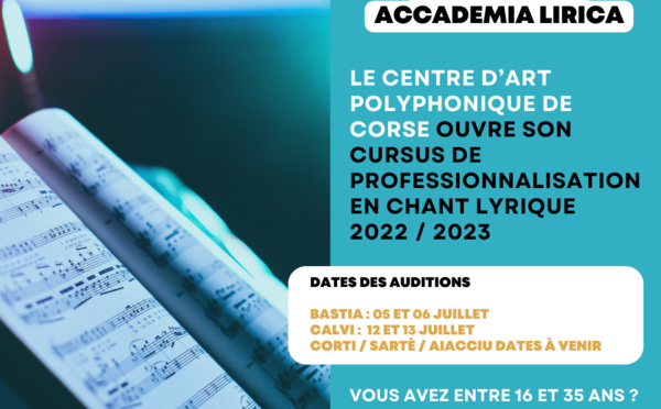 Reportage à l'occasion des auditions "Accademia Lirica" proposées par le Centre d'Art Polyphonique de Corse à Calvi !