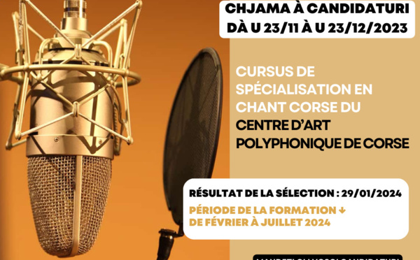 Appel à candidatures : Cursus de spécialisation en chant corse du Centre d’Art Polyphonique de Corse