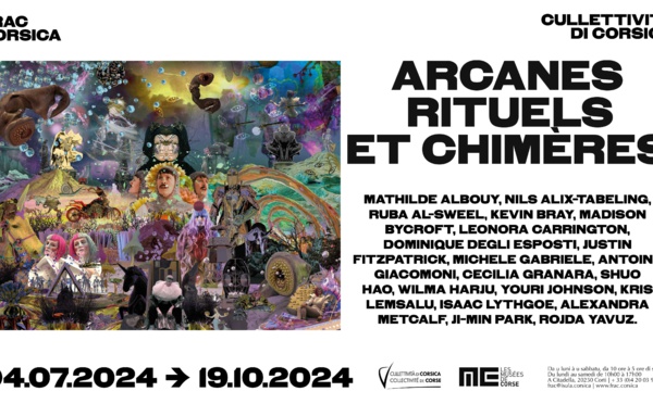 Reportage à l'occasion de l'inauguration de la nouvelle exposition du FRAC Corsica "Arcanes, Rituels et Chimères" qui a eu lieu à Corti le 3 juillet 2024. 