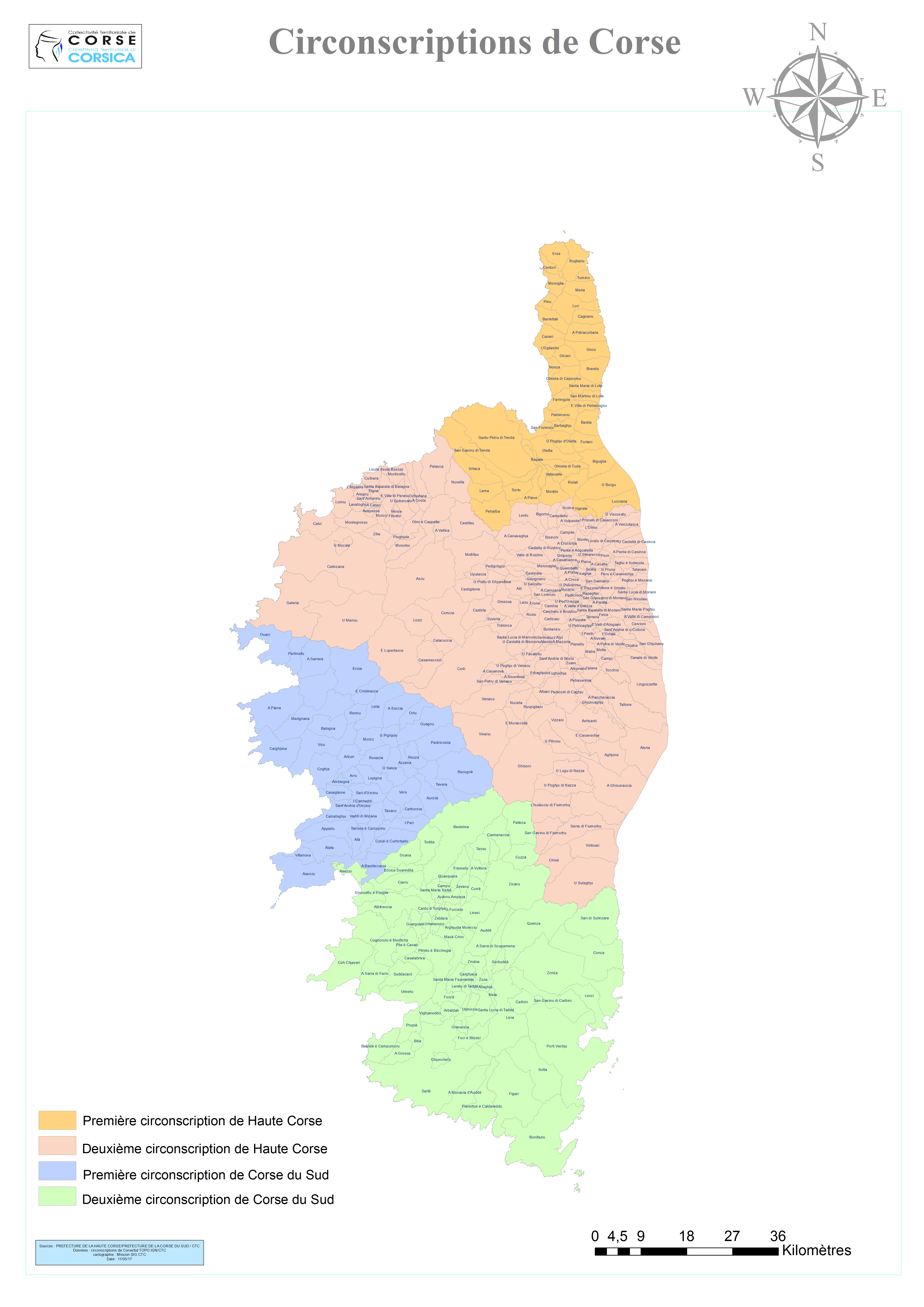 Cartographie des circonscriptions électorales législatives - Mai 2017