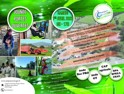 Journées portes ouvertes au Campus Corsic'Agri à Borgu le samedi 1er avril