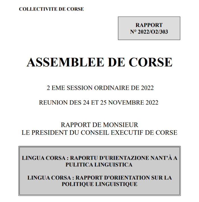 INCHIESTA SOCIOLINGUISTICA NANT'À A LINGUA CORSA 2022 INCHIESTA SOCIOLINGUISTICA NANT'À A LINGUA CORSA 2022