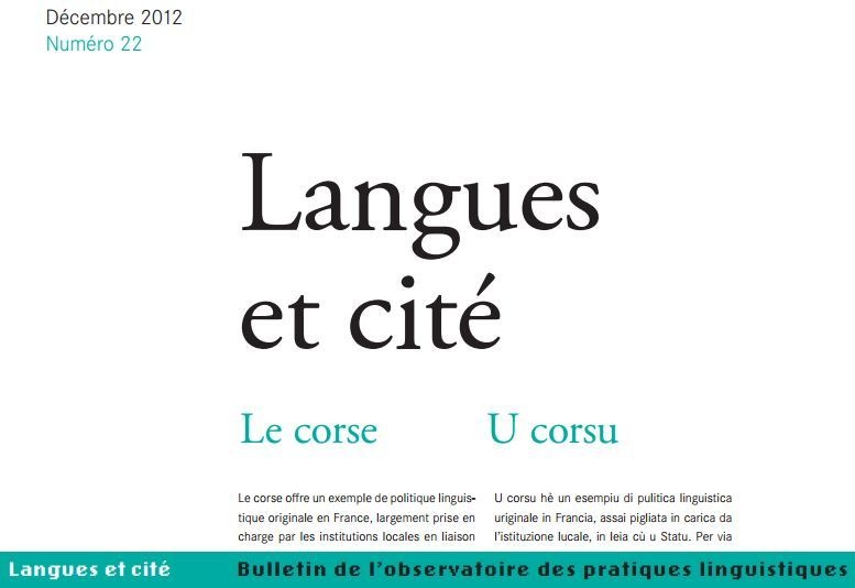 U numeru bislinguu di "langues et cité", nant'à a lingua corsa