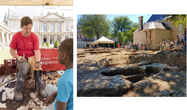 d+®monstrations taille silex -® H Azmoun / fouille Tanneurs Rennes -® MC Ivanoff d+®monstrations taille silex -® H Azmoun / fouille Tanneurs Rennes -® MC Ivanoff