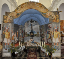 Sepulcru en pavillon, dans l’église de Ficaja (Castagniccia), deuxième moitié du XVIIIe siècle (vers 1770), attribuable au peintre Francesco Carli. cl. M-E Nigaglioni