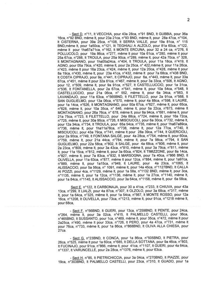 Avis de création de titre de propriété - communes de Canari, Campitello et Bigorno (Haute-Corse)