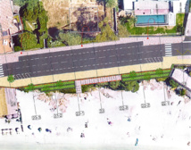 Plan d'amènagement de la zone verte avec mur de soutènement et accès à la plage