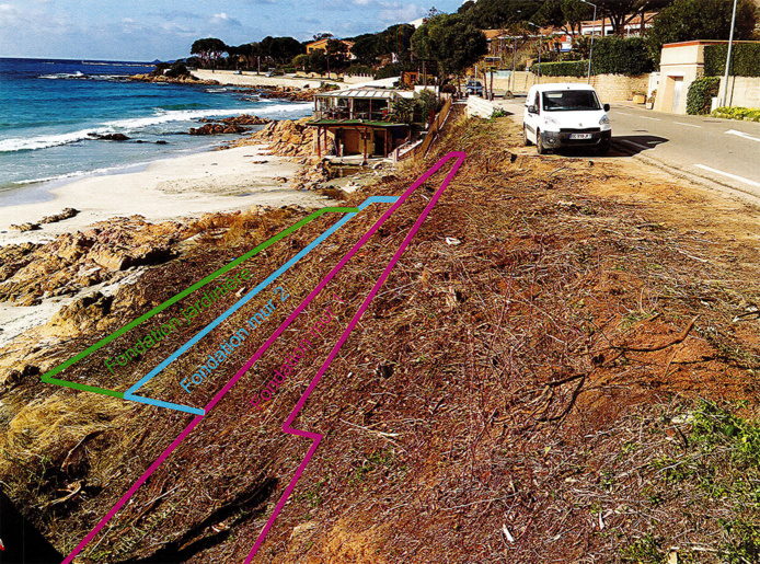 Zone d'aménagement de l'ouvrage de soutènement