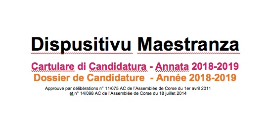 Dispusitivu Maestranza - cartulare di candidatura - annata 2018-2019