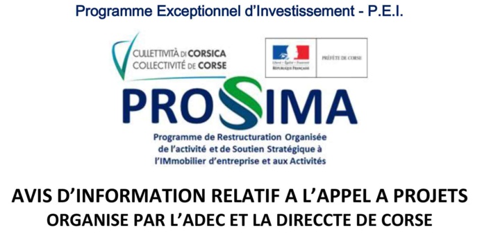 PROSSIMA - avis d'information relatif à l'appel à projets organisé par l'ADEC et la DIRECCTE de Corse PROSSIMA - avis d'information relatif à l'appel à projets organisé par l'ADEC et la DIRECCTE de Corse