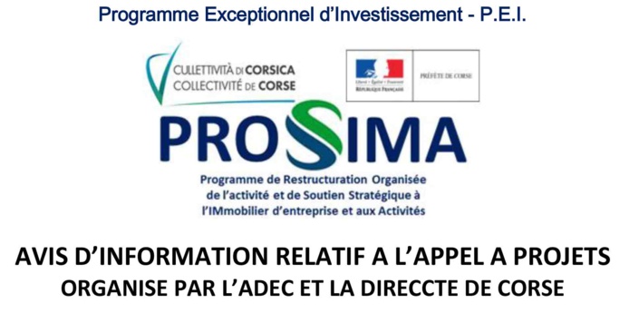 PROSSIMA - avis d'information relatif à l'appel à projets organisé par l'ADEC et la DIRECCTE de Corse