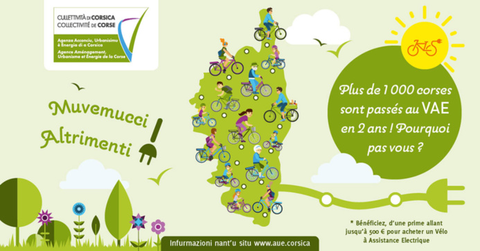 La Collectivité de Corse et l'AUE proposent une aide à l'achat des vélos à assistance électrique (VAE) La Collectivité de Corse et l'AUE proposent une aide à l'achat des vélos à assistance électrique (VAE)