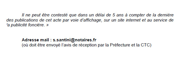 Avis de création de titre de propriété - commune de Canari (Haute-Corse)