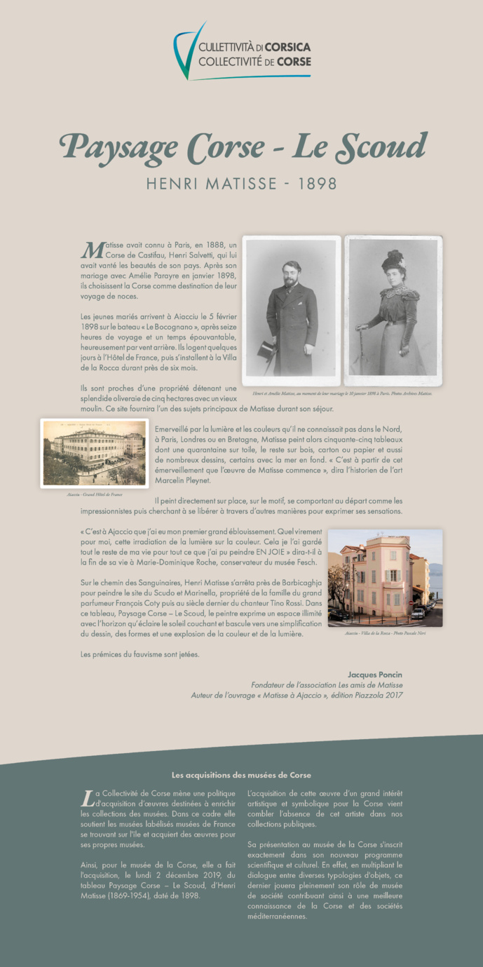 Matisse à l’unori à a CdC - Acquisition d’une oeuvre du peintre Henri Matisse Matisse à l’unori à a CdC - Acquisition d’une oeuvre du peintre Henri Matisse