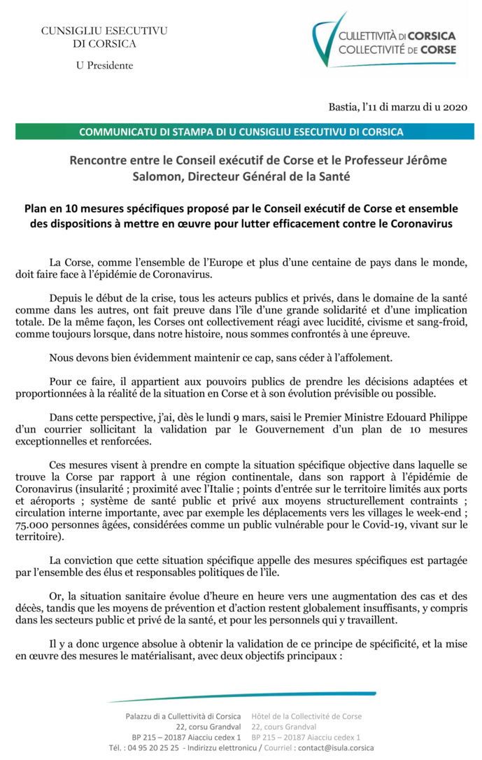 Scontru trà u Cunsigliu esecutivu di Corsica è u Prufessore Jérôme Salomon, Direttore Generale di a Salute - Rencontre entre le Conseil exécutif de Corse et le Professeur Jérôme Salomon, Directeur Général de la Santé