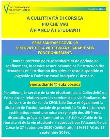 Crise sanitaire COVID19 - Le service de la vie étudiante adapte son fonctionnement.