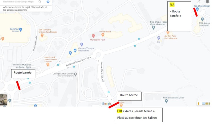 Info Routes CdC - ​Travaux de requalification de la rocade d'Aiacciu : travaux nocturnes boulevard Costa