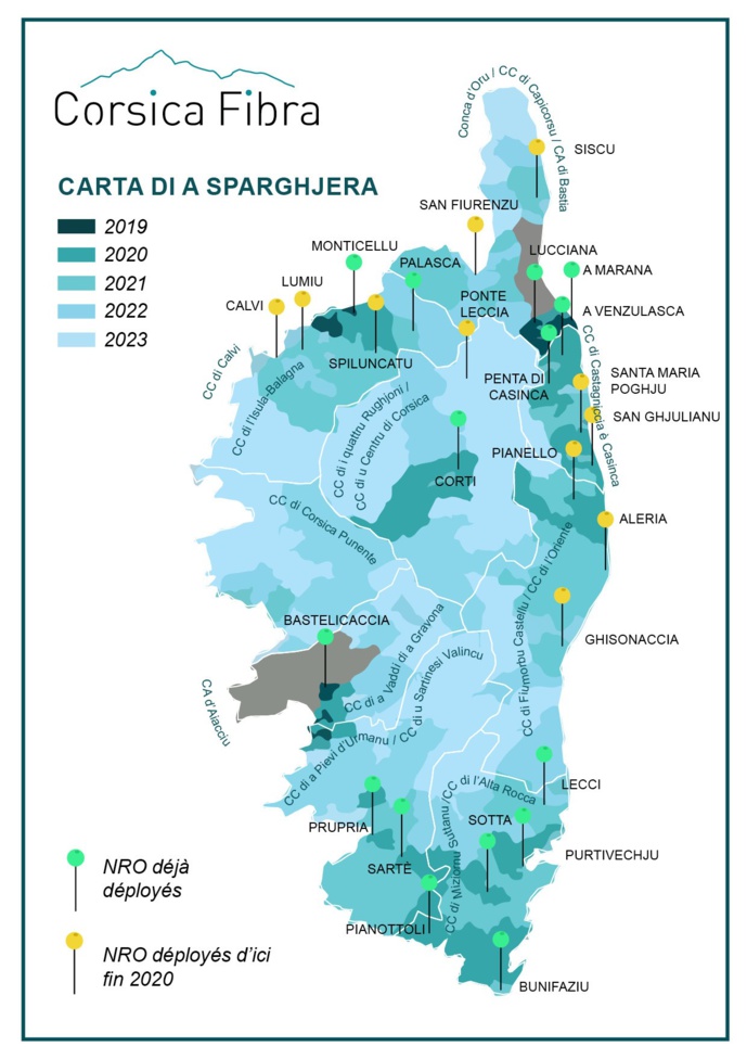 Sparghjera di a fibra - Les travaux de déploiement de la fibre optique s’accélèrent sur le réseau Corsica Fibra